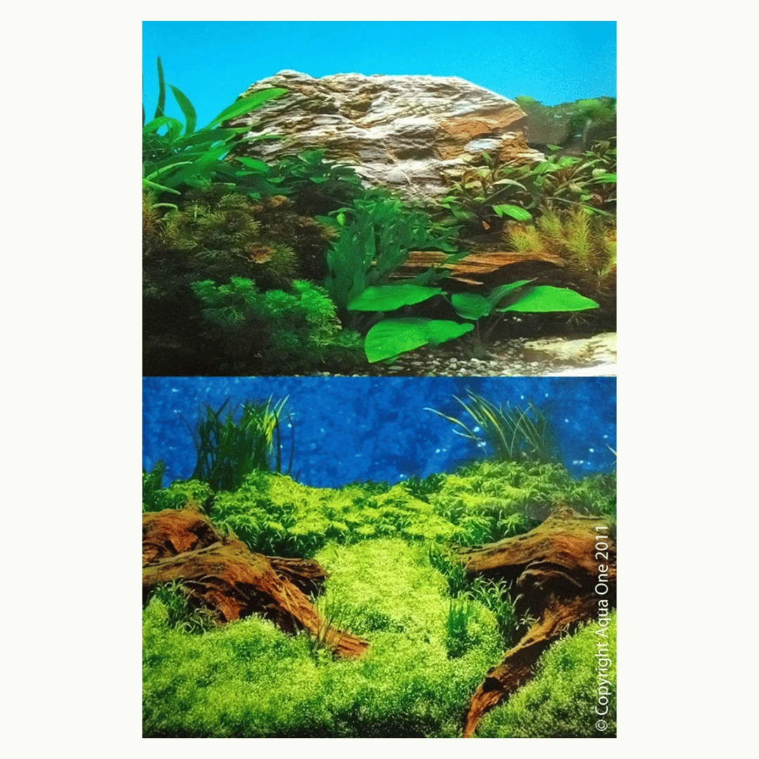 Aqua One Background Age Old Wood & Plant W/White Stone 60cm 3 Aqua One Background Age Old Wood & Plant W/White Stone 60cm